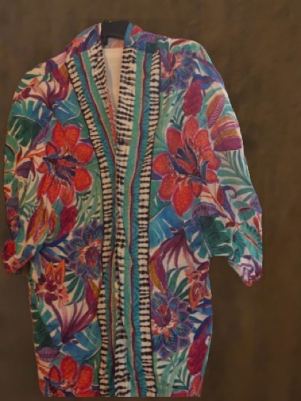 La Blanca Red and Blue coverup with Flowing Silhouette